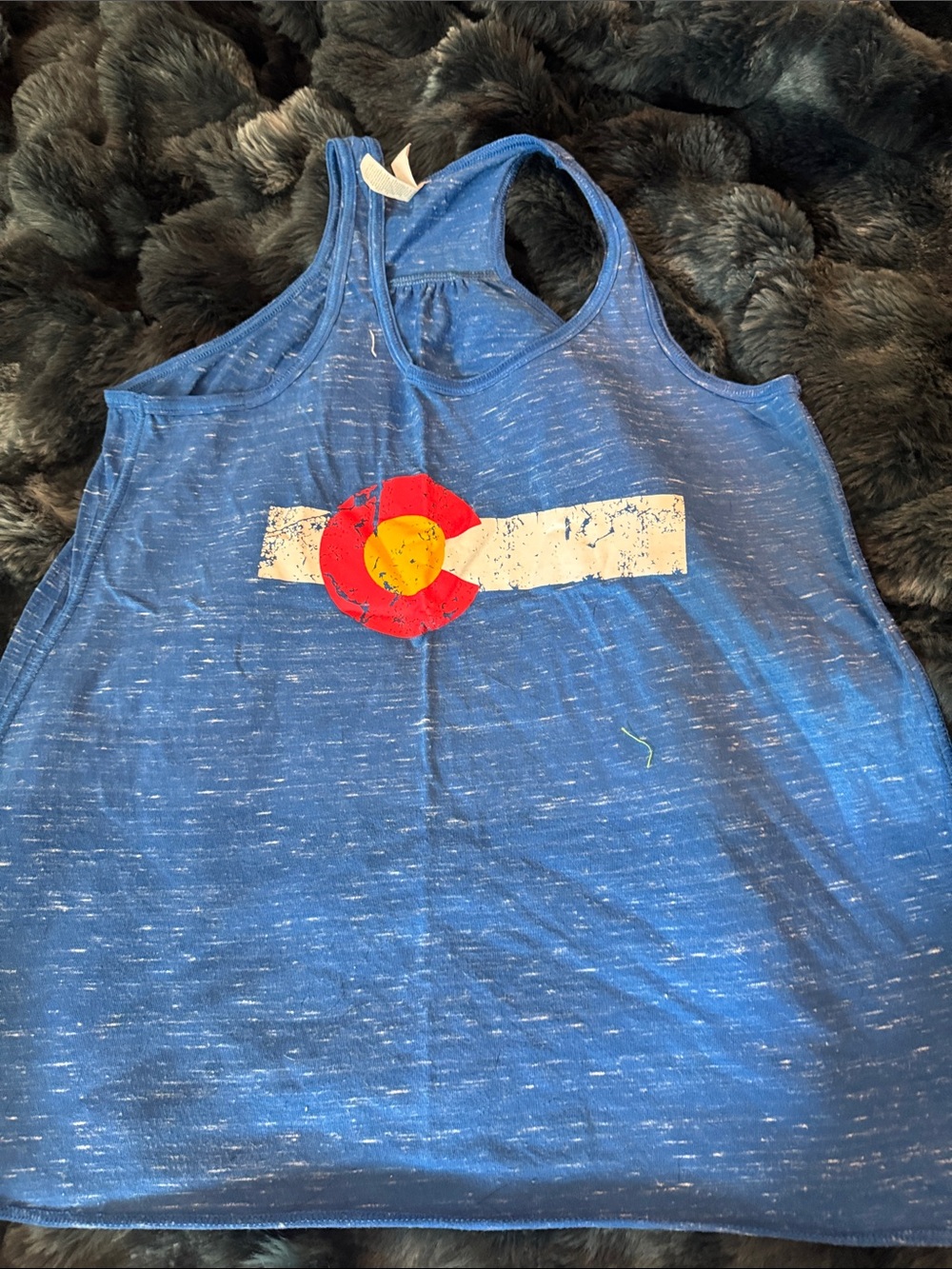 Bella Canvas Blue Racerback Tank with Colorado Emblem